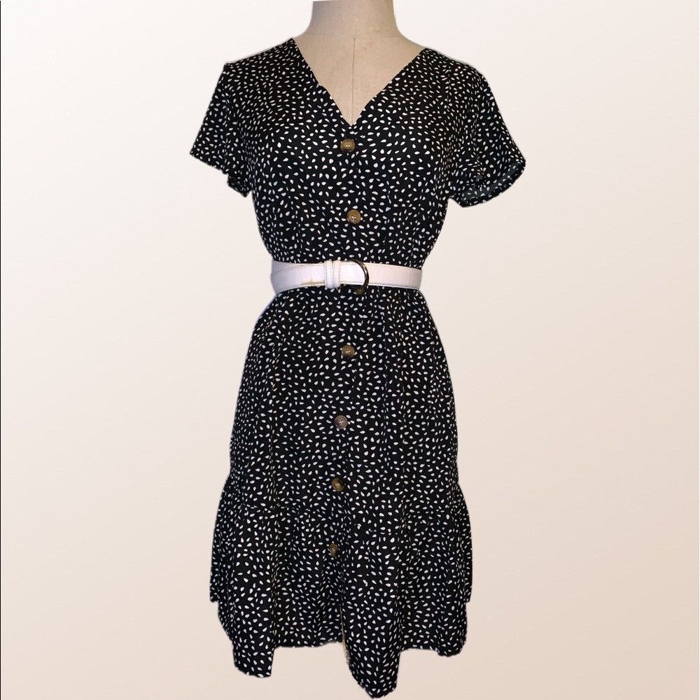 Black and white button down dress